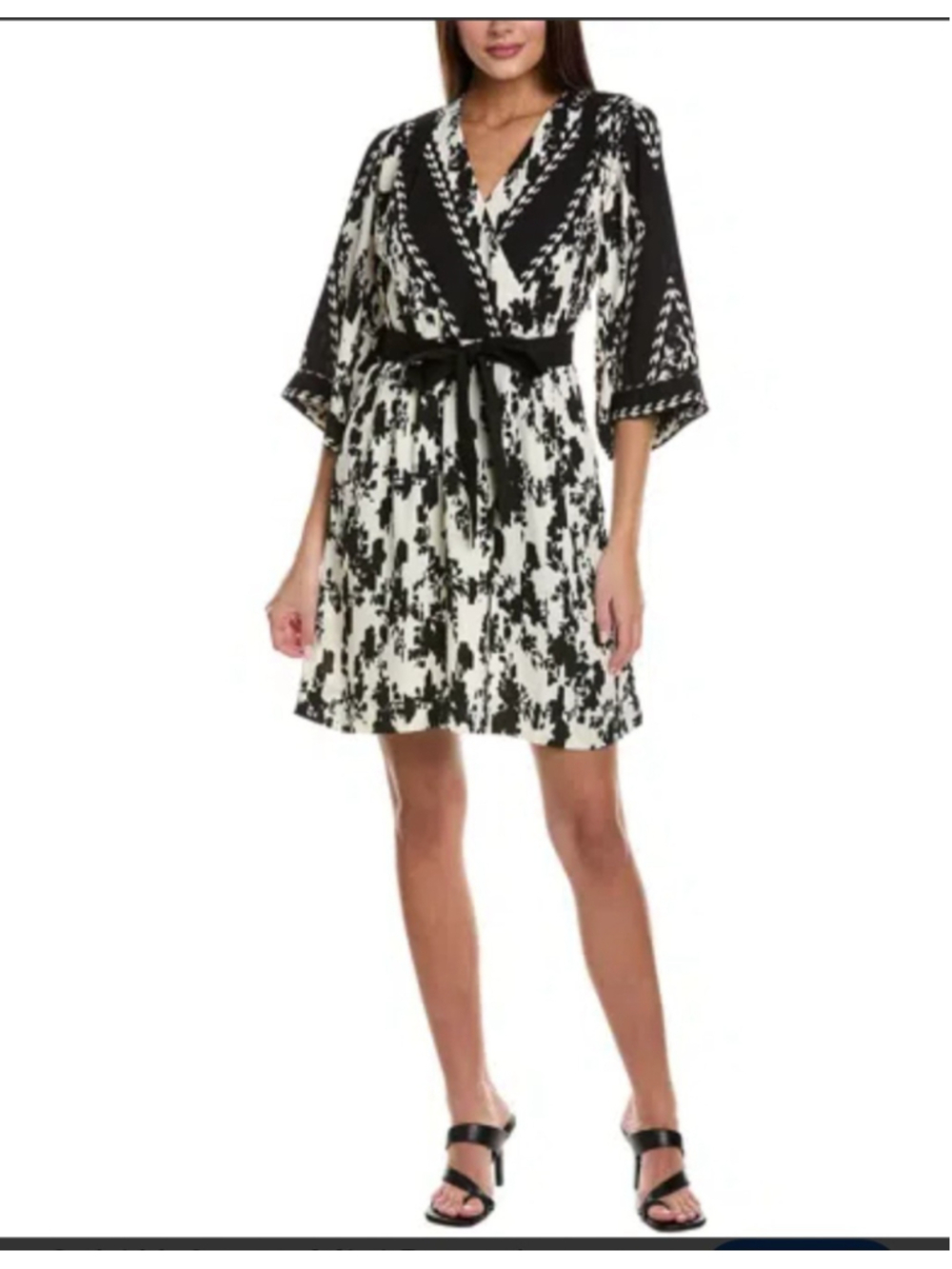 NEW Cabi X-Factor Dress Style #6369, Black/White Women's Size Small Tie Vneck